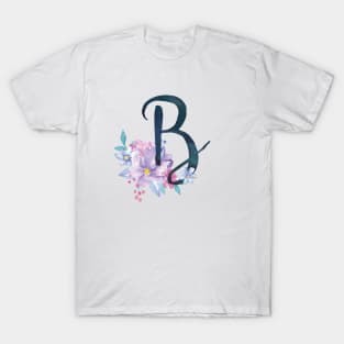 Floral Monogram B Pretty Lilac Bouquet T-Shirt